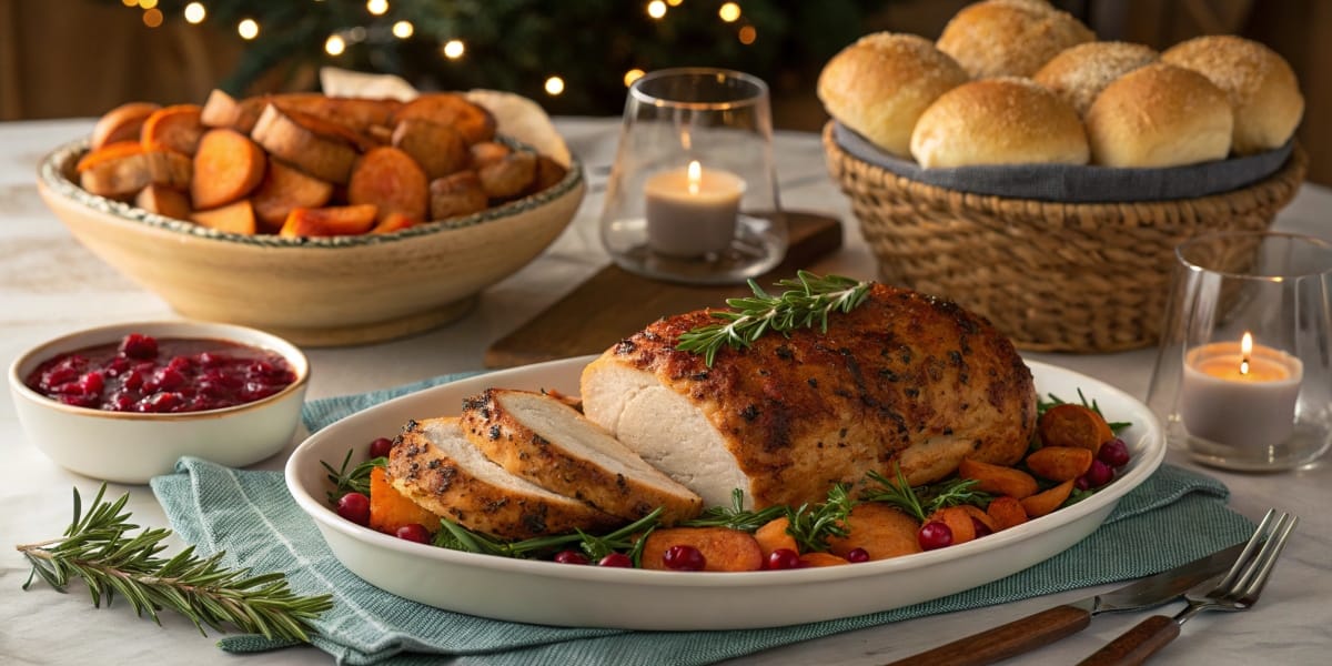 Holiday Table Setting with Meatloaf