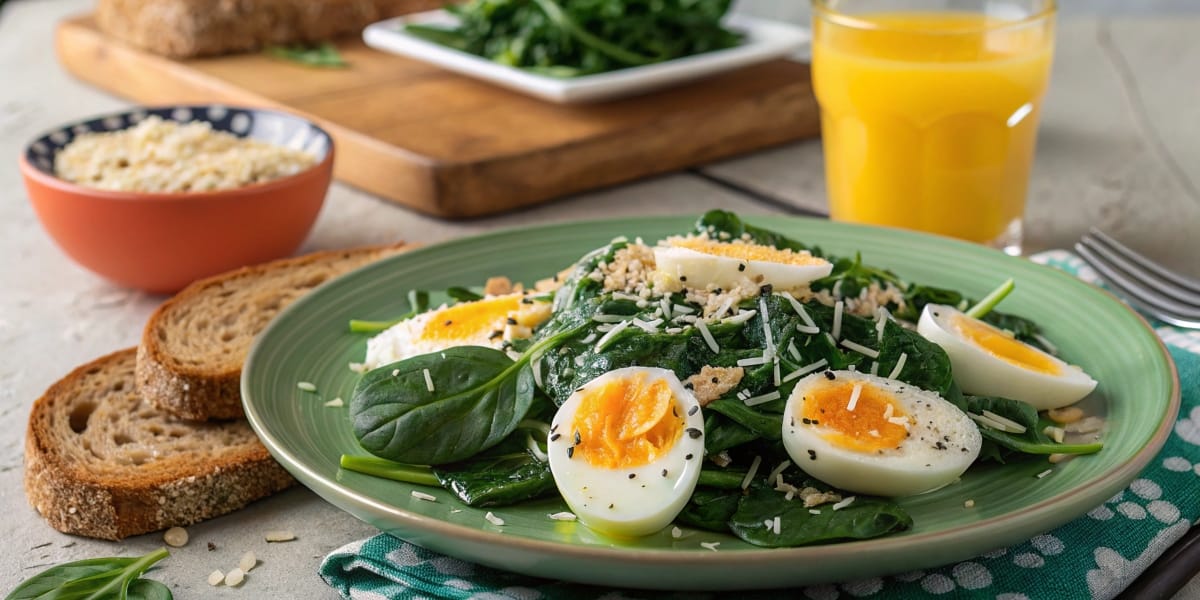 Spinach and Eggs Plated Elegantly