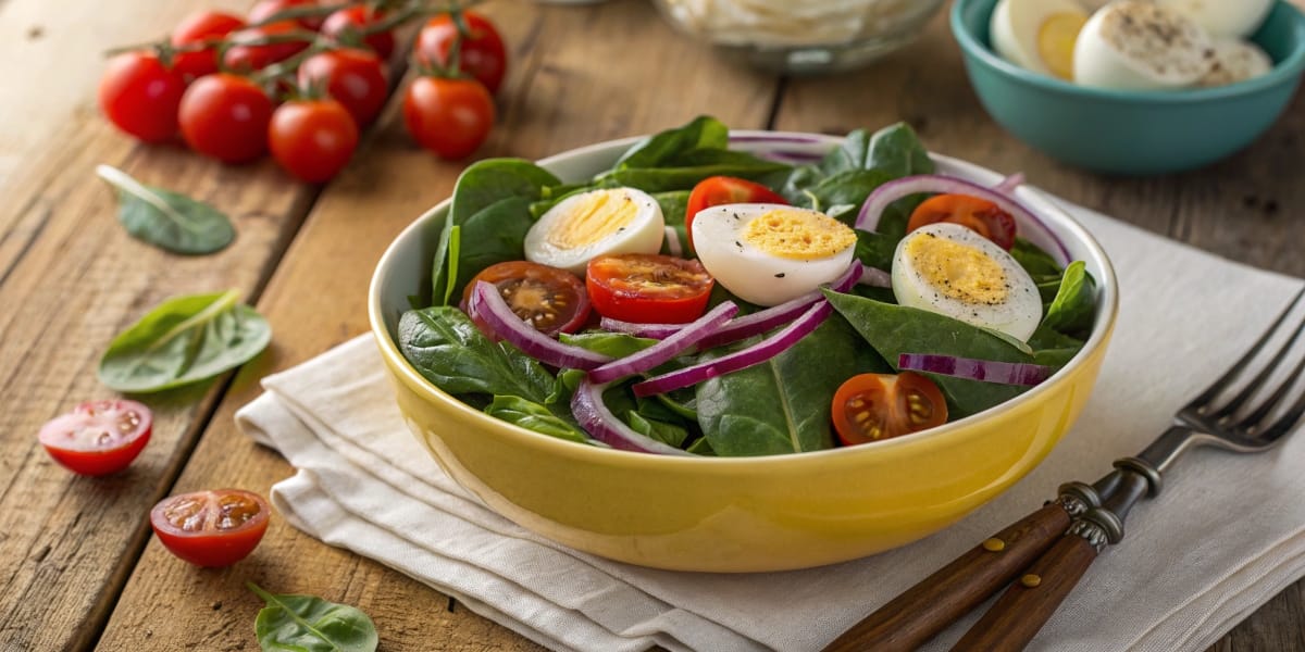 Spinach and Boiled Eggs Salad