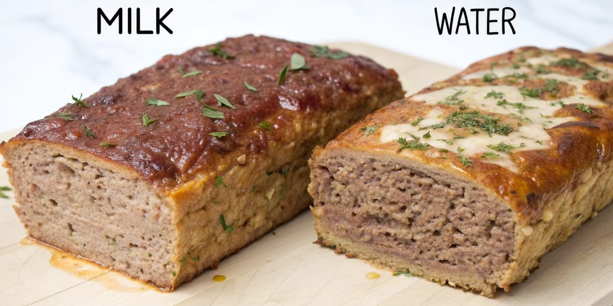 Side-by-Side Comparison of Meatloaf with Milk vs. Water