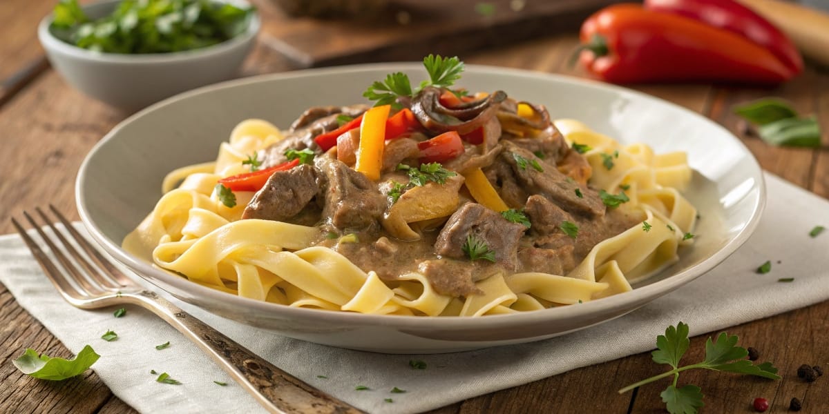 Classic Plate of Beef Stroganoff