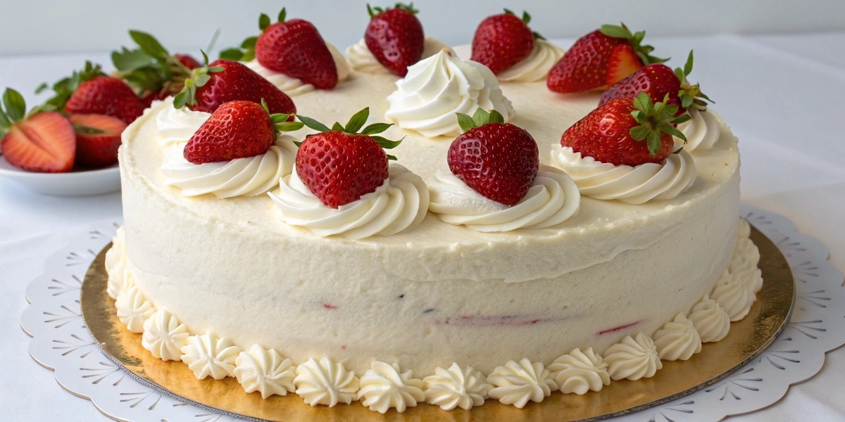 Strawberry Vanilla Cake with Fresh Strawberries